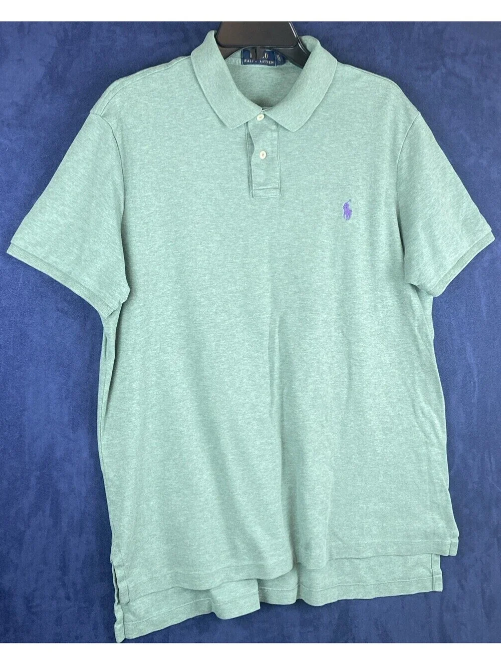 Polo Ralph Lauren Men’s Polo Shirt  Green Moss Cotton XL Purple Pony Embroidered